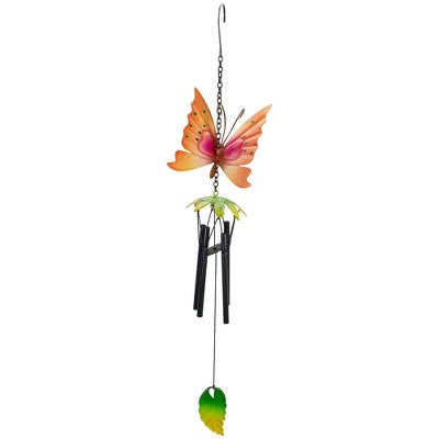 Northlight 19" Orange Metal Butterfly Outdoor Garden Windchime