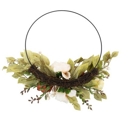 Northlight Autumn Harvest Artificial Floral Half Wreath With Fall Foliage, 21-Inch