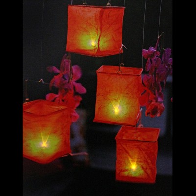 Northlight LED Lighted Flickering Garden Lantern Candles With Pink Orchids Canvas Wall Art 15.75" X 11.75"