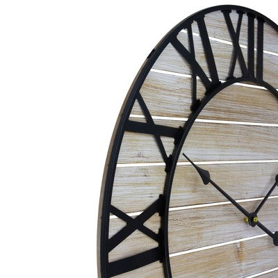 Northlight 24" Metal Framed Roman Numeral Battery Operated Round Wall Clock
