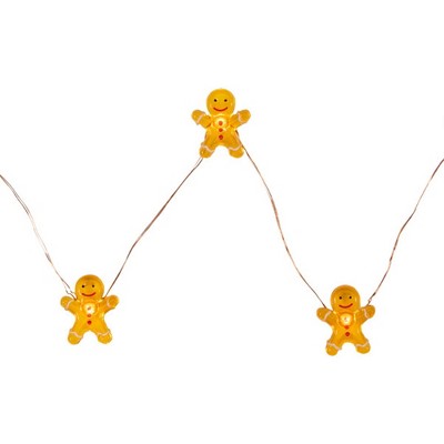 Northlight 20-Count LED Mini Gingerbread Men Christmas Fairy Lights, 6.5 Ft Silver Wire