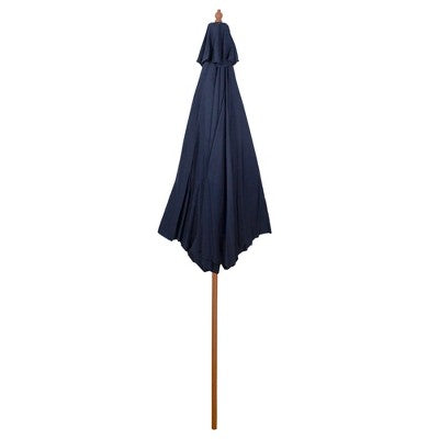 Northlight 9ft Outdoor Patio Market Umbrella With Wooden Pole, Navy Blue