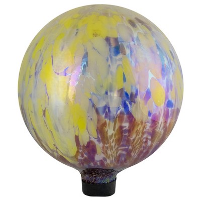 Northlight 10" Yellow And Blue Iridescent Reflective Glass Outdoor Garden Gazing Ball