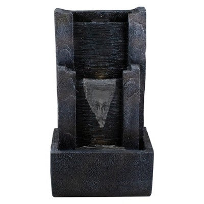 Northlight 23.5" Black And Gray Modern Lighted Three-tier Outdoor Garden Water Fountain
