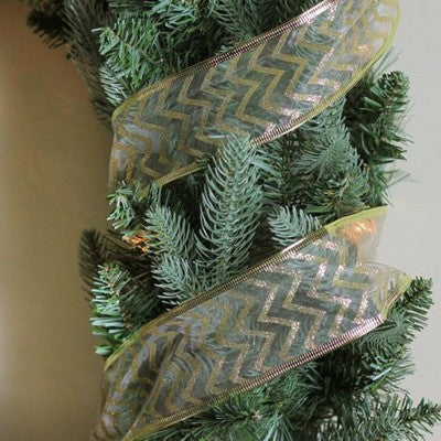 Northlight Sparkling Gold Chevron Wired Christmas Craft Ribbon 2.5" X 10 Yards