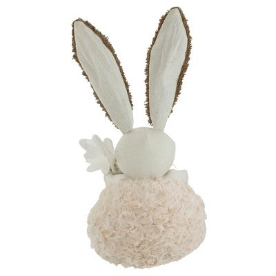 Northlight 14" Beige And Brown Plush Easter Bunny Rabbit Holding A Carrot Spring Figure