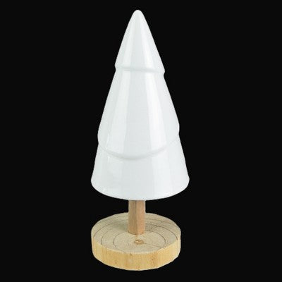 Northlight Ceramic Tree With Wood Base Christmas Decoration - 10.5" - White