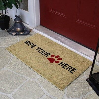 Northlight Beige And Black Animal Print "Wipe Your Paw Here" Doormat 30 X 18