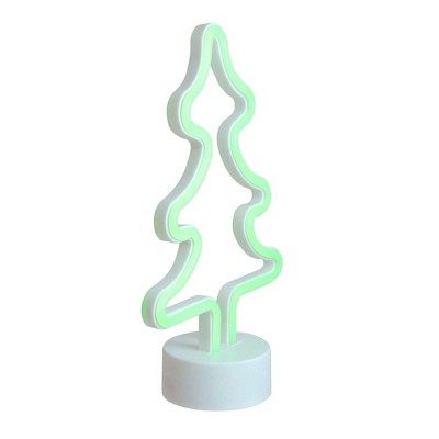 Northlight 11" Battery Operated Neon Style LED Christmas Tree Table Light - Green