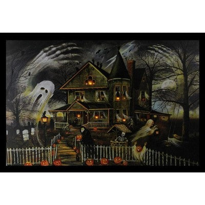 Northlight LED Lighted Creepy Haunted House Halloween Canvas Wall Art 12" X 15.75"