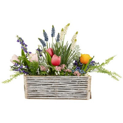 Northlight Wooden Log And Twig Flower Box Planters - 11.75" - Set Of 2