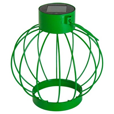 Northlight 6.5" Green Outdoor Hanging LED Solar Lantern With Handle