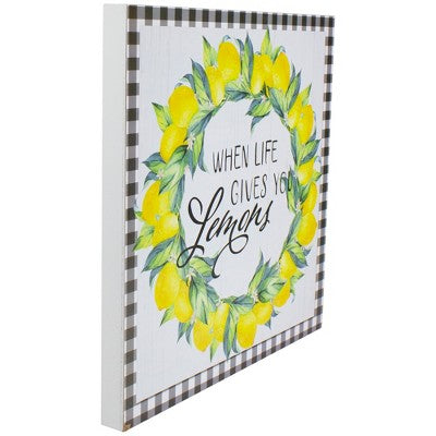 Northlight White And Black Gingham "When Life Gives You Lemons" Decorative Wall Art 13.75"