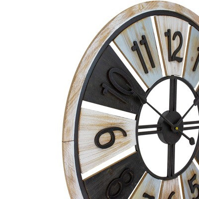 Northlight 28" Multi-Tonal Whitewashed Round Wall Clock