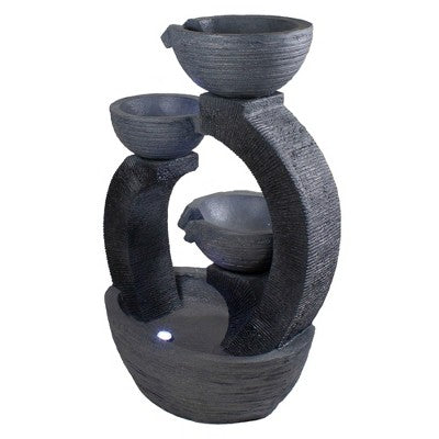 Northlight 31.5" Black Lighted Three-tier Outdoor Garden Water Fountain