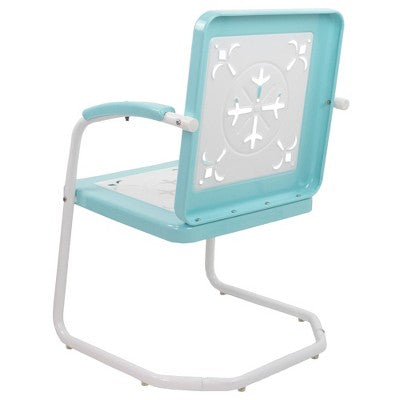 Northlight 35" Square Outdoor Retro Tulip Armchair, Blue And White