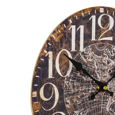 Northlight 12" Battery Operated Round Wall Clock With World Globe Design