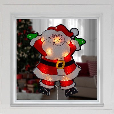  Northlight 16.25" Lighted Holographic Santa Claus Christmas Window Silhouette