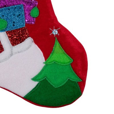  Northlight 20.5" Red And White Embroidered Snowman With Glitter Christmas Stocking