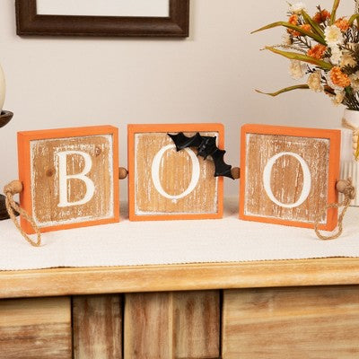  Northlight BOO Wooden Block Halloween Sign With Bats - 27.5"