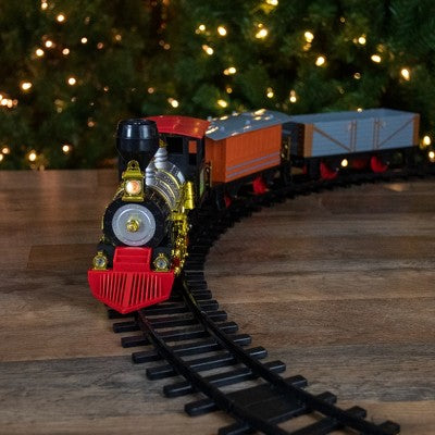  Northlight 17-Piece Lighted And Animated Gold And Red Classic Model Train Set With Sound