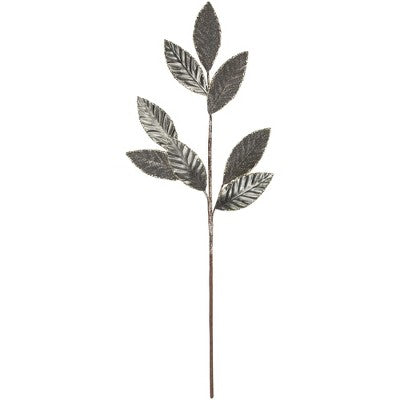  Northlight 28" Gray Glitter Textured Leaves Christmas Spray