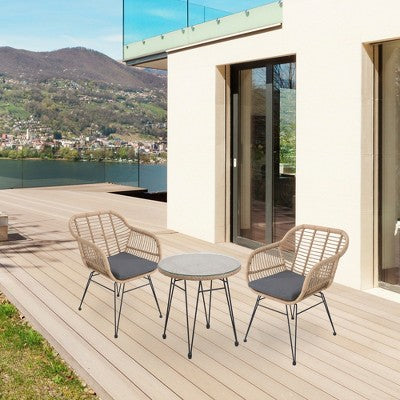  Northlight 3-Piece Coral Bay Rattan Outdoor Patio Bistro Set With Cushions