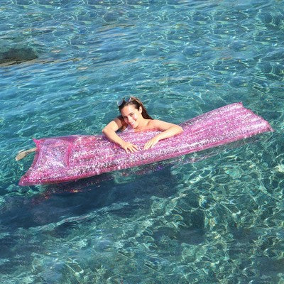  Northlight 67" Inflatable Pink Glitter Swimming Pool Lounge