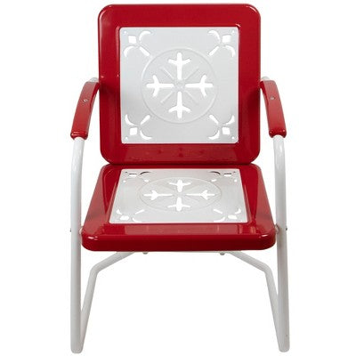  Northlight 35" Square Outdoor Retro Tulip Armchair, Red And White