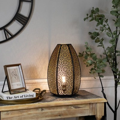  Northlight Laser-Cut Moroccan-Style Mandalas Iron Table Lamp - 15.75" - Black
