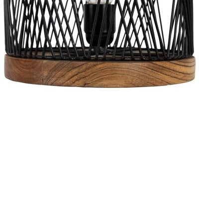  Northlight Iron Cage-Style Table Lamp With Wood Base - 15.25" - Black