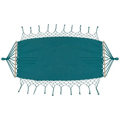  Northlight Hammock With Netted Fringe And Wooden Bars - 100" X 41" - Teal Green