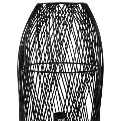 Northlight Iron Cage-Style Table Lamp With Wood Base - 15.25" - Black