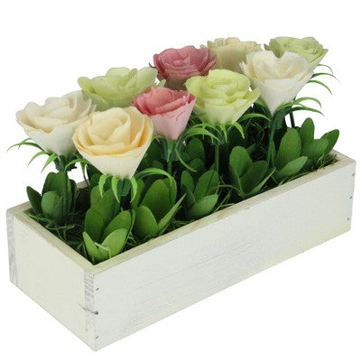  Northlight 9.5" White/Pink Artificial Flowers In Spring Planter