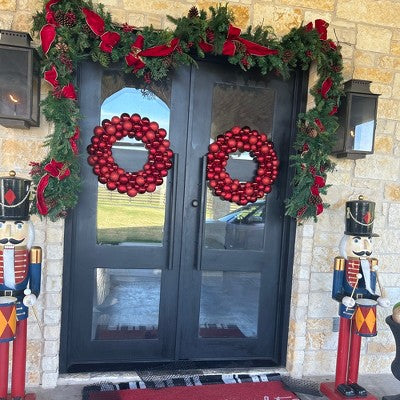  Northlight Red Hot 3-Finish Shatterproof Ball Christmas Wreath, 24-Inch