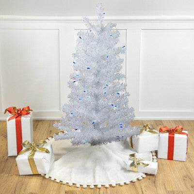  Northlight 3' Pre-Lit White Medium Pine Artificial Christmas Tree - Blue Lights