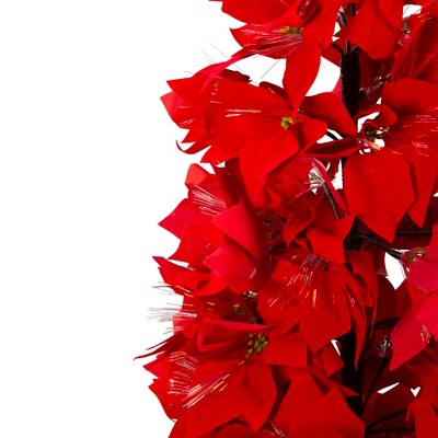  Northlight Pre-Lit Fiber Optic Color Changing Red Poinsettia Christmas Tree - 4' - Multi