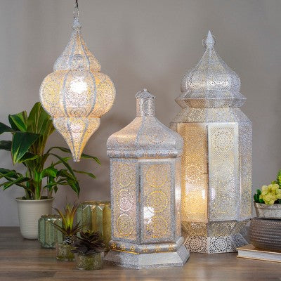  Northlight 29.5" White And Gold Moroccan Style Lantern Floor Lamp