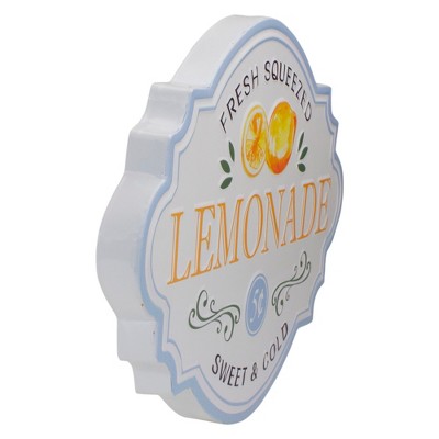  Northlight 15.25" White And Blue "Fresh Squeezed Lemonade" Metal Sign Spring Wall Decor