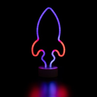  Northlight LED Rocket Ship Neon Table Light - 9" - Blue And Red