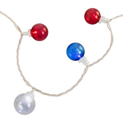  Northlight Patriotic LED G40 Christmas Lights - Red, White And Blue - 11' White Wire - 25ct
