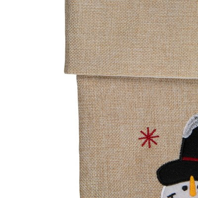  Northlight 19" Burlap Standing Snowman With A Tree And Snowflakes Christmas Stocking