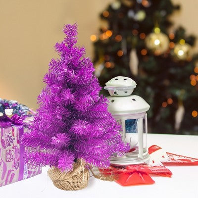  Northlight Pine Christmas Tree In Natural Jute Base - 18" - Boysenberry Purple - Unlit