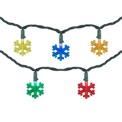  Northlight LED Snowflake Shaped Christmas Light Set - MultiColor - 4' Green Wire - 10ct