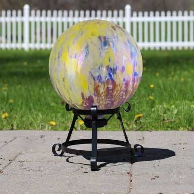  Northlight 10" Yellow And Blue Iridescent Reflective Glass Outdoor Garden Gazing Ball