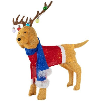  Northlight 36.5" LED Lighted Dog Wearing Antlers Christmas Outdoor Yard Decoration