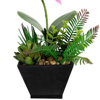  Northlight 13" Orchid With Succulent Artificial Potted Plant - Pink
