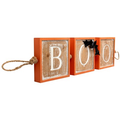  Northlight BOO Wooden Block Halloween Sign With Bats - 27.5"