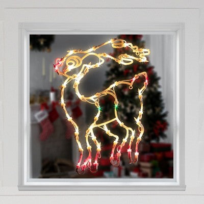  Northlight Lighted Reindeer Christmas Window Silhouette - 18" - White - Multicolor Lights