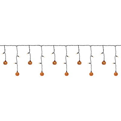  Northlight LED Lighted Pumpkin Halloween Curtain Icicle Lights - Orange - 5.25' Black Wire - 25ct